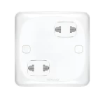 فيش كهرباء مزدوج بفتحتين أفقى 16 أمبير الفنار موديل ميرا المقاس  7x7 اللون الأبيض