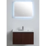 Marble Surface Ceramic Wash Basin Size 80 cm, Dark Wood Color with Wooden Cabinet