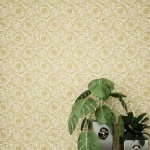 ورق جداري نقشات، مقاس 10 م×50 سم، لون اصفر