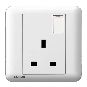 فيش مفرد 13 امبير مع مفتاح تشغيل ومؤشر ضوئي نيون، ابيض، 86×86 مم، 250 فولت | Siemens (Delta Arina)