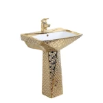 Gold Ceramic Full Base Western Bathroom Washbasin