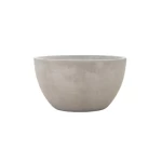 Round concrete decorative pot, width 24 cm, height 43 cm, beige color.