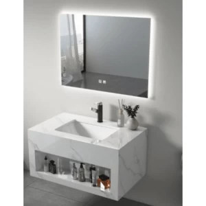 Modern Artificial Marble Decorative Wash Basin 80×50 cm, Marbled White | Albayt Alaniq Sanitary Tools