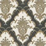 Classic Wallpaper Dark Gray with Beige Color, Size 10m×1.06m, Model 83005