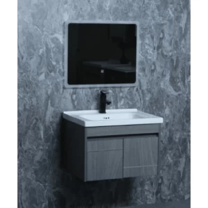 Ceramic Wash Basin 80 cm Gray with Wooden Cabinet | Al Muhaidib Sanitary and Ceramic