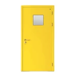 Fire door SFFECO  galvanized steel   with square glass window Model SF/SD Single Door leaf size 1950×900   mm  Color Yellow