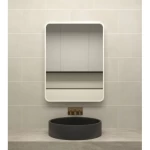 مراية حمام مستطيل مع اطار الومنيوم، مقاس 50×70 سم، سماكه 4 ملم، لون أبيض