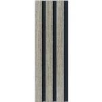 WPC wood replacement, size 12 x 290 cm, pale gold, black striped