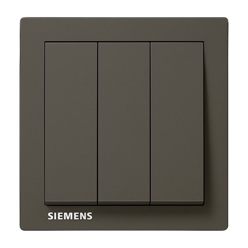 مفتاح اضاءة ثلاثي 10 امبير، 86×86 مم، رمادي داكن | Siemens (Delta Relfa)