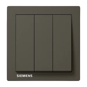 مفتاح اضاءة ثلاثي 10 امبير، 86×86 مم، رمادي داكن | Siemens (Delta Relfa)