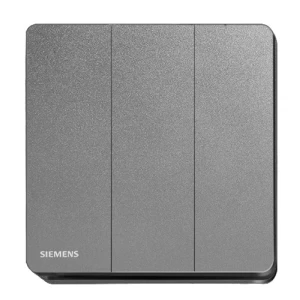 16A 3 Gang Light Switch 86x86mm Dark Gray, 250V | Siemens (Delta Arina)