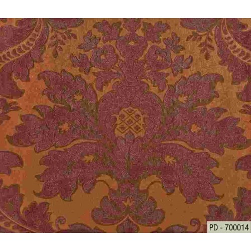 Italian Wallpaper Classic Design 10m x 1.06m Orange with Red, Model 700014 | Balbaid Decor Company