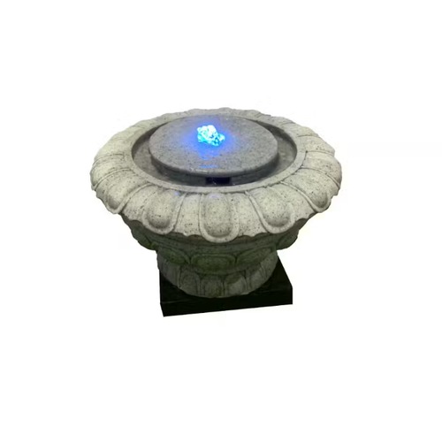 Fiber Decorative Small Fountain With Lighting, 17.5 × 29.5 cm, Beige | Zahrat Al Rayyan Establishment