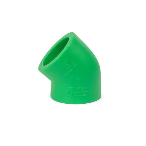PPR Elbow 45° Size 40 mm, Green Color | Al-Manar Pipes Factory