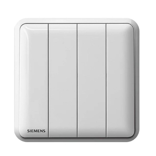 مفتاح انارة رباعي دركسيون 10 امبير، 86×86 مم، ابيض، ماركة Siemens (Delta Seata)