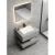 Single Basin Artificial Marble Bathroom 80 cm, Laser Basin with LED Mirror, Leaden With White Veins