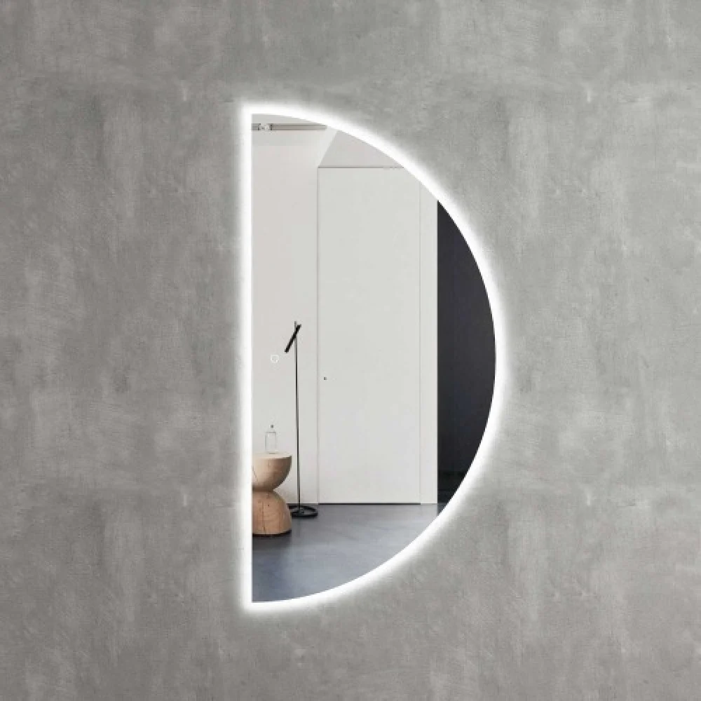 Semi-Circular Lighted Bathroom Mirror 60×120 cm, 4 mm Thickness | Al Muhaidib Sanitary and Ceramic
