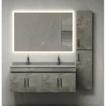 Decorative Wooden Washbasin With LED Mirror, Size 120x52x49 cm, Dark Gray Color