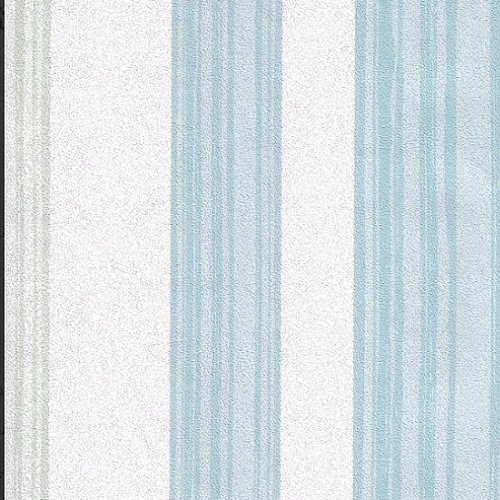 Wallpaper Striped Design Cyan and White with Silver Color, Size 10m×53cm | Luxury line