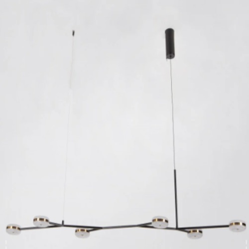 Long Black Chandelier with 6 Bulbs, Modern Design | 48578