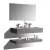 Artificial Marble Bathroom Sink Ceramic Two Basins With LED Mirrors, Gray White Color Size 120 cm