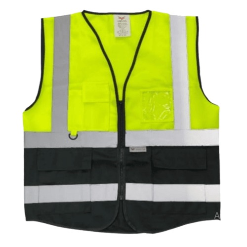 Reflective Safety Vest Size M, Black/Yellow Polyester with Reflective Strips | Safety Store
