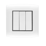 مفتاح كهرباء ثلاثى دركسيون 20 امبير أمنية الفنار مقاس 7×7 سم اللون ابيض بحلقة سوداء