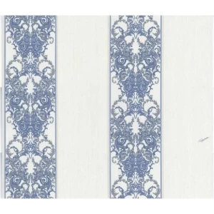 Italian Wallpaper Off White With Blue Striped Design, Size 10mx0.70m, Model 15076 | Balbaid Decor Company