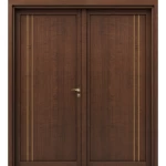 باب خشبي فاخر بريميوم للمداخل، مزدوج، مقاس 220 × 235 سم، سمك 6 سم، بني غامق، رقم المنتج GM02