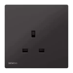 13A 1 Gang Socket, Dark Silver, 86x86mm, 250V, Siemens (Delta Peleus)