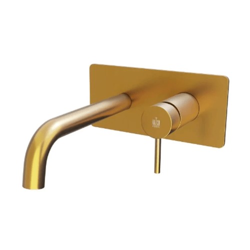 Bathroom Washbasin Mixer Wall Mounted 25×1×18.5 cm, Matt Gold | Hatch Company