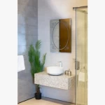 مرآة سيلفر مستطيلة مزخرفة مع إضاءة ليد باللمس، مقاس 60 × 80 سم، لون فضي