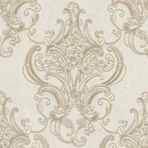 ورق جداري ايطالي لون بيج فاتح 10 م × 1.06 م تصميم كلاسيكي | شركة بالبيد للديكور