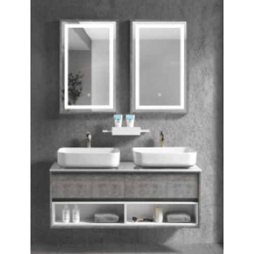 Ceramic Marble Top Wash Basin 120 cm White with Wooden Cabinet | Al Muhaidib Sanitary and Ceramic