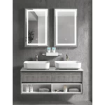 Ceramic Marble Top Wash Basin Size 120 cm, White Color with Wooden Cabinet