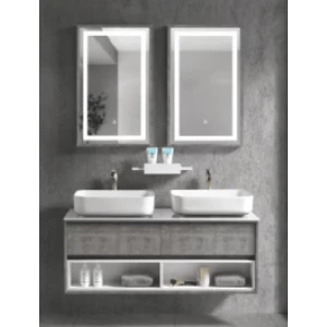 Ceramic Marble Top Wash Basin 120 cm White with Wooden Cabinet | Al Muhaidib Sanitary and Ceramic