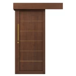 باب سحاب خشب طبيعي بريميوم صلب، بني، مقاس 110×265 سم، سمك 6 سم، موديل GM01