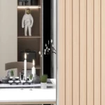 تكسيات جدارية خشب داخلي، عرض 120 سم، سماكة 120 ملم، بيج 