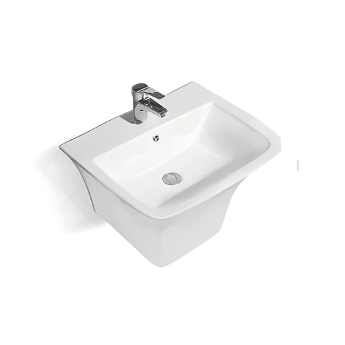 Ceramic Wall Mounted Single Basin Washbasin 53x44x36 cm, White | Al Muhaidib Sanitary and Ceramic