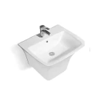 Ceramic Wall Mounted White Color Single basin washbasin, Size 53x44x36 cm