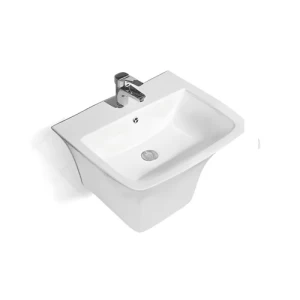 Ceramic Wall Mounted Single Basin Washbasin 53x44x36 cm, White | Al Muhaidib Sanitary and Ceramic
