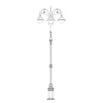 Double arm aluminum lighting pole, Length 8 m, base 900 mm, thickness 3 mm