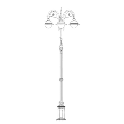 Double Arm Aluminum Lighting Pole Length 8 m, Base 900 mm, Thickness 3 mm | 