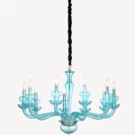 Modern Turquoise Crystal Lighting Unit, Height 34 cm, Width 85 cm, Length 74 cm