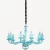 إضاءة كريستالية مودرن باللون التركوازي، ارتفاع 34 سم، عرض 85 سم، طول 74 سم