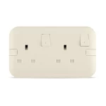 فيش 13 أمبير مزدوج مع مفتاح ثنائي القطب، بيج، مقاس 7×14 سم | سبكترا
