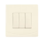Electrical light switch 3 gang 2 way 10 Amp Sidra Alfanar Size 7×7 cm Color Beige 