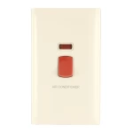 مفتاح كهرباء مفرد مع مؤشر ليد 45 امبير  ألف الفنار مقاس 14×7 سم اللون بيج 