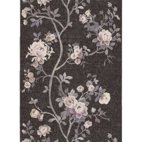 Italian Wallpaper Floral Design Dark Brown, Size 10mx0.70m, Model 15005 | Balbaid Decor Company