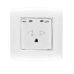 فيش كهرباء مزدوج ثلاثى الفتحات مؤشر البيان 16 امبير الفنار  موديل أمنية مقاس  7x7 لون الأبيض